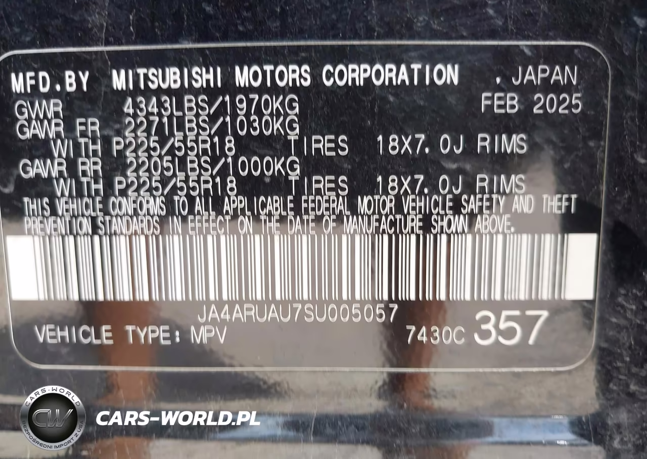 2025 Mitsubishi Outlander Sport 2.0 Es Awc-2.0 Le Awc-2.0 S Awc-2.0 Se Awc-2.0 Trail Edition Awc VIN:JA4ARUAU7SU005057 - 9