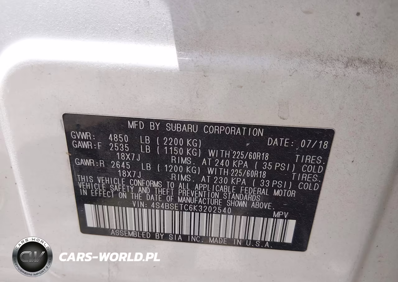 2019 Subaru Outback 3.6R Touring VIN:4S4BSETC6K3202540 - 9