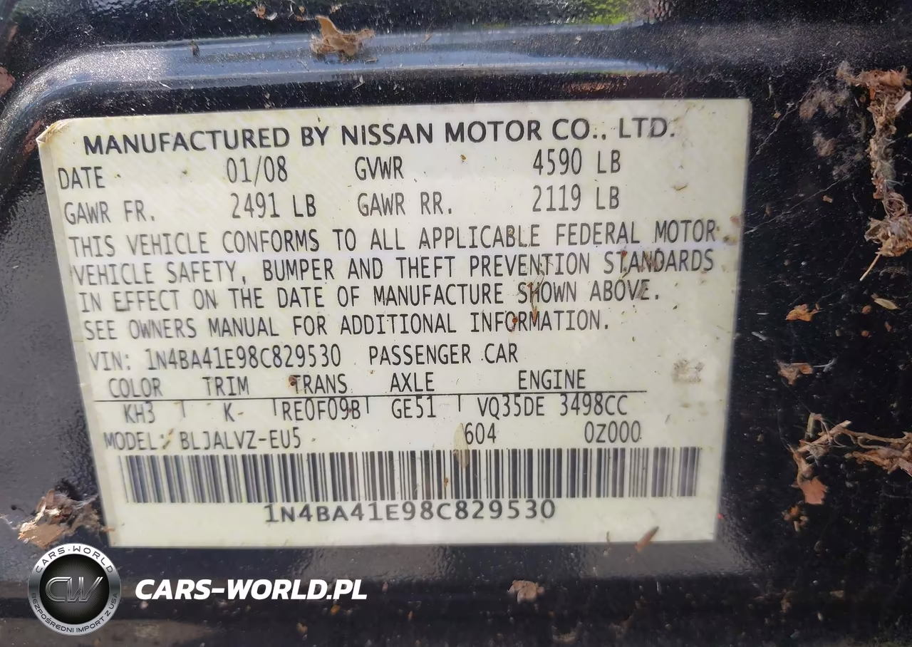 2008 Nissan Maxima 3.5 Se VIN:1N4BA41E98C829530 - 9