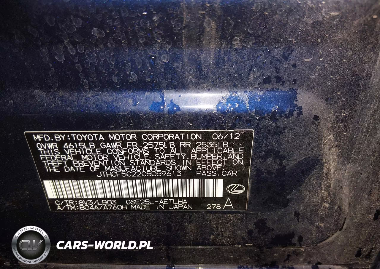 2012 Lexus Is 250 VIN:JTHCF5C22C5059613 - 9