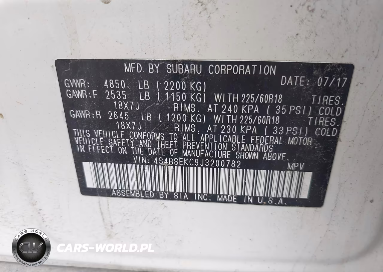 2018 Subaru Outback 3.6R Limited VIN:4S4BSEKC9J3200782 - 9