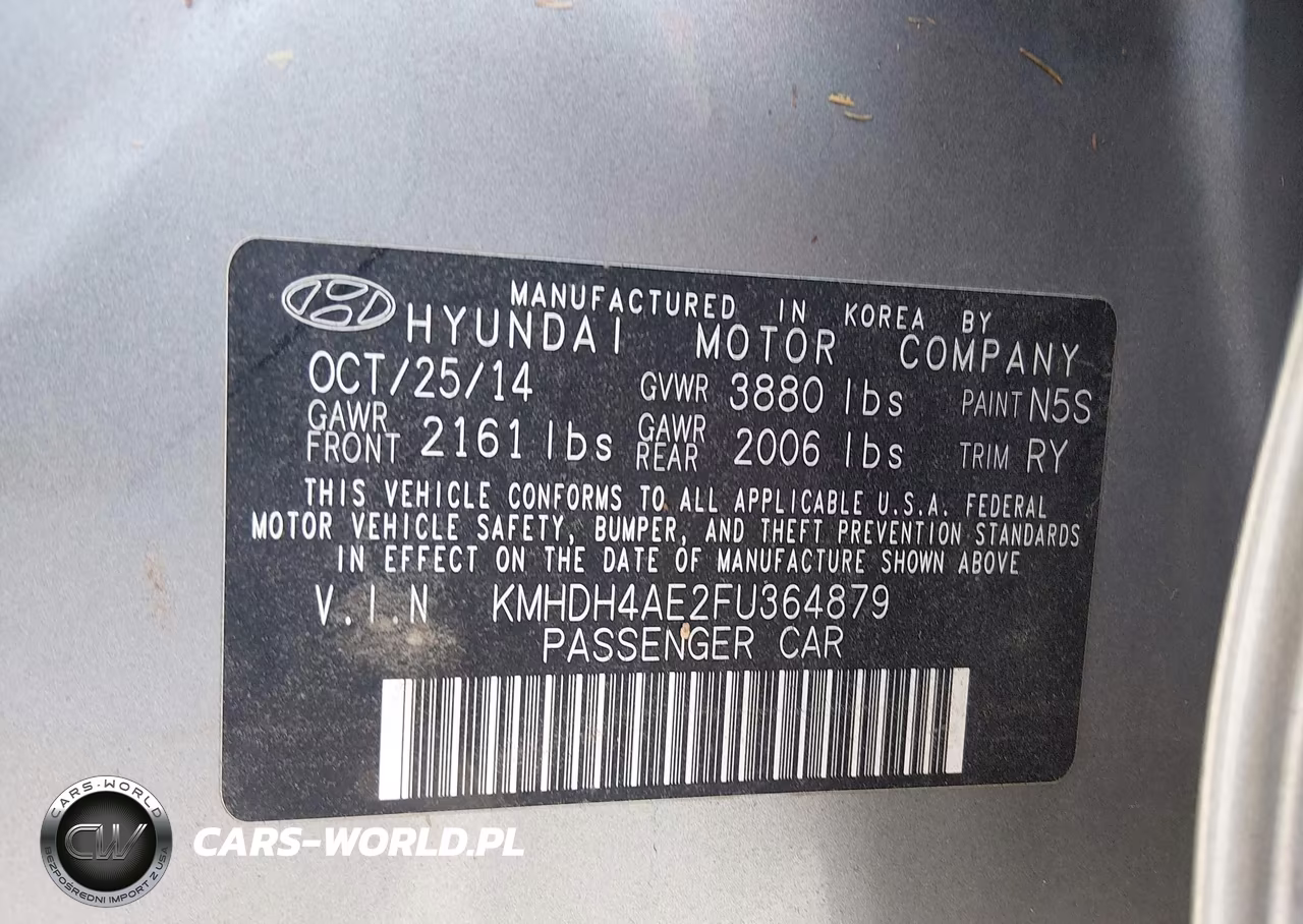 2015 Hyundai Elantra Limited VIN:KMHDH4AE2FU364879 - 9