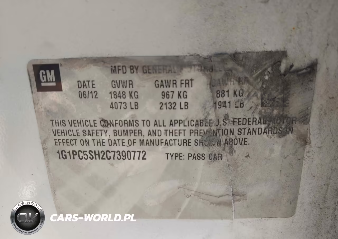 2012 Chevrolet Cruze Ls VIN:1G1PC5SH2C7390772 - 9