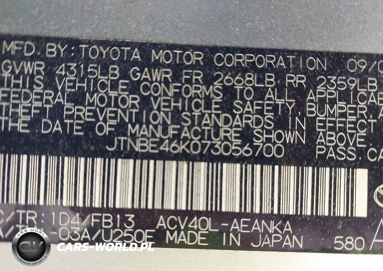 2007 Toyota Camry Le VIN:JTNBE46K073056700 - 9