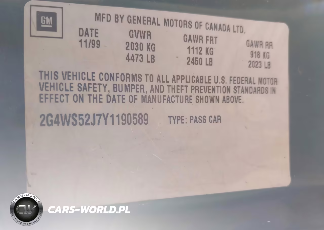 2000 Buick Century Custom VIN:2G4WS52J7Y1190589 - 9