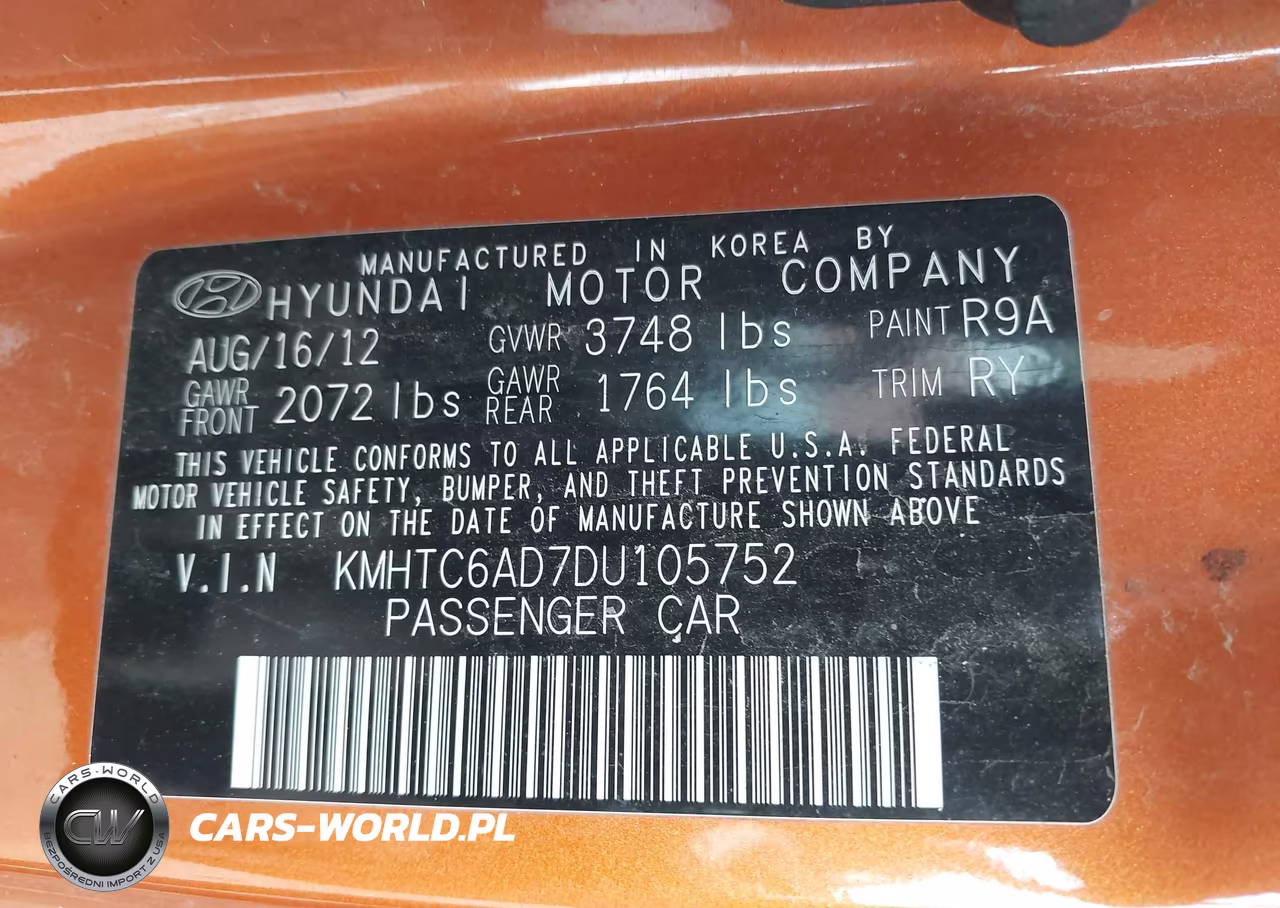 2013 Hyundai Veloster Base W-Black VIN:KMHTC6AD7DU105752 - 9
