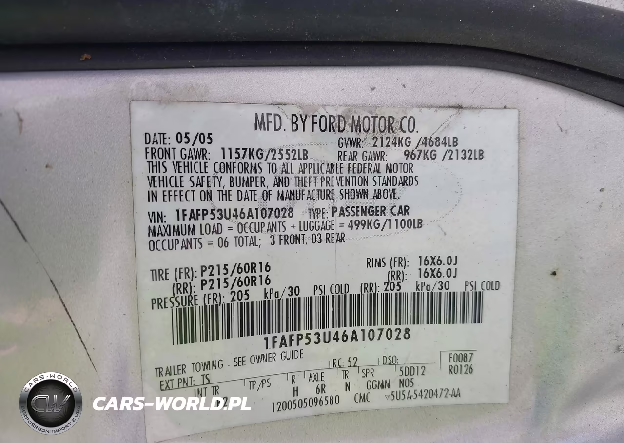 2006 Ford Taurus Se VIN:1FAFP53U46A107028 - 9
