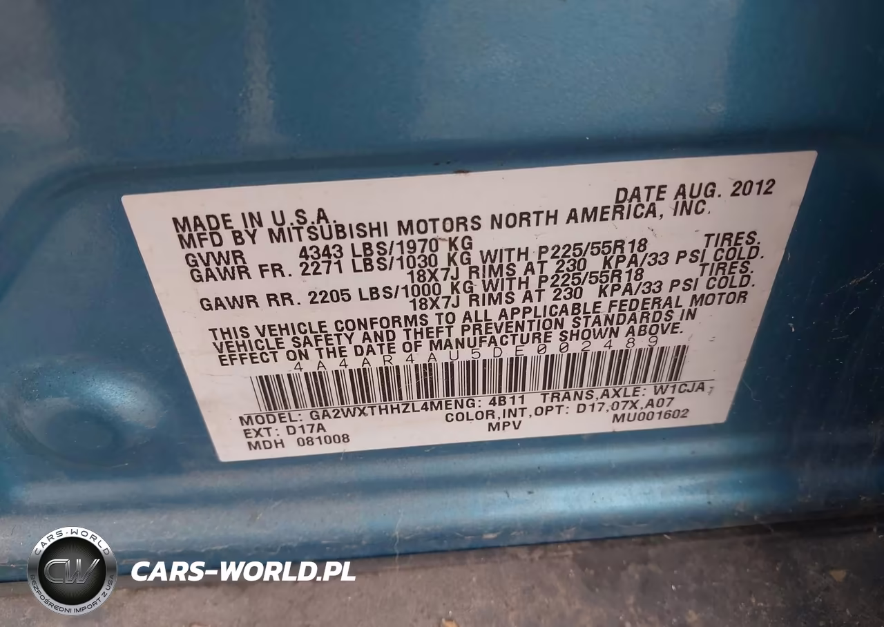 2013 Mitsubishi Outlander Sport Se VIN:4A4AR4AU5DE002489 - 9
