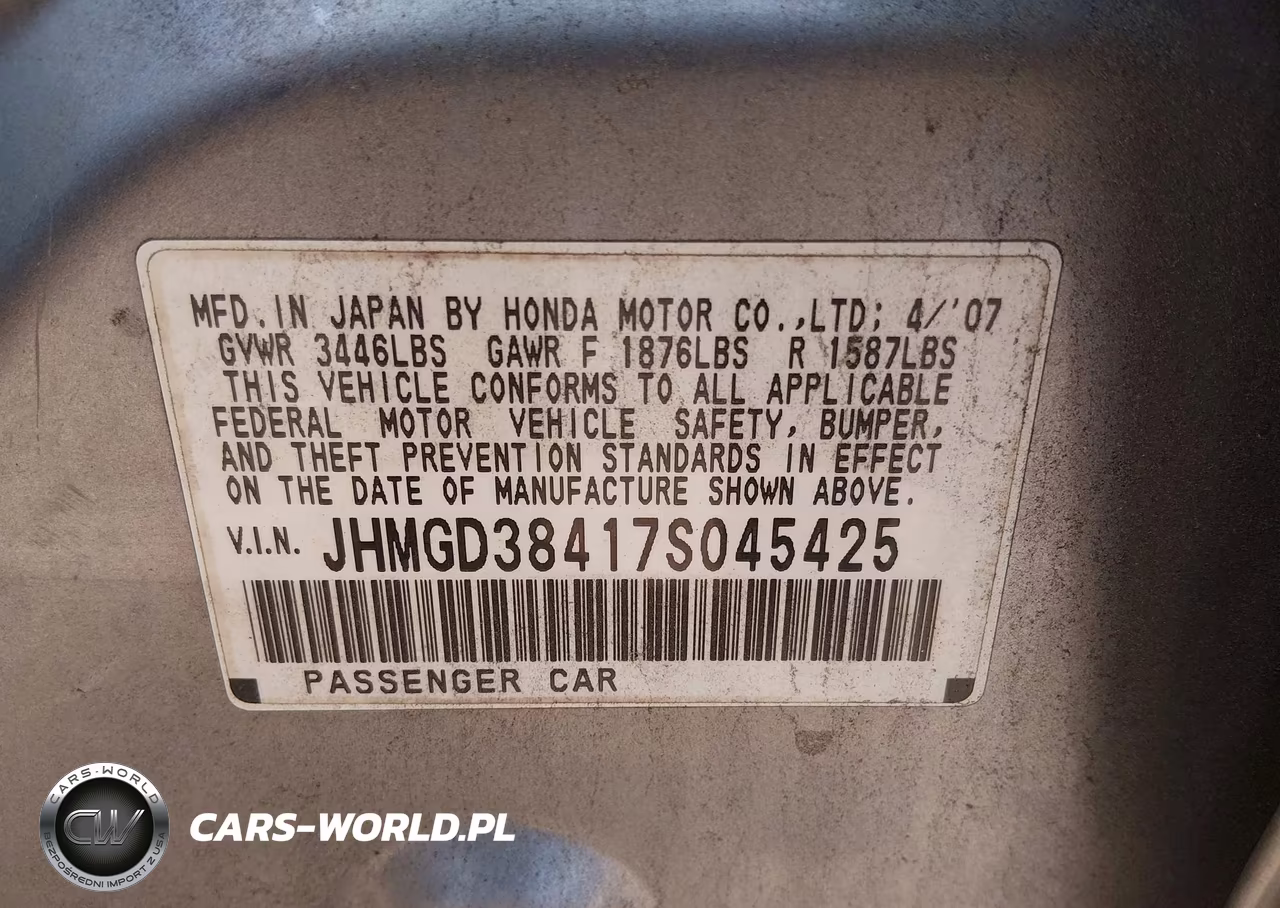 2007 Honda Fit VIN:JHMGD38417S045425 - 9