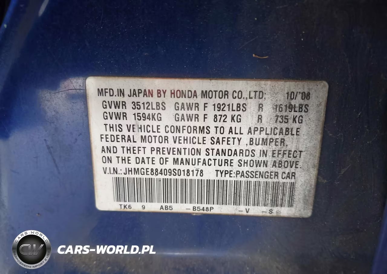 2009 Honda Fit Sport VIN:JHMGE88409S018178 - 9