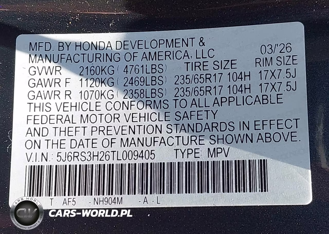 2026 Honda Cr-V Lx 2Wd VIN:5J6RS3H26TL009405 - 9