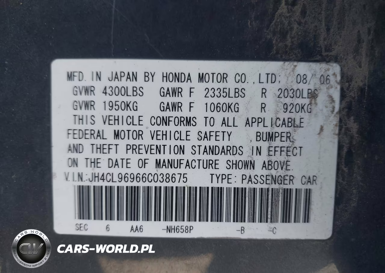 2006 Acura Tsx VIN:JH4CL96966C038675 - 9