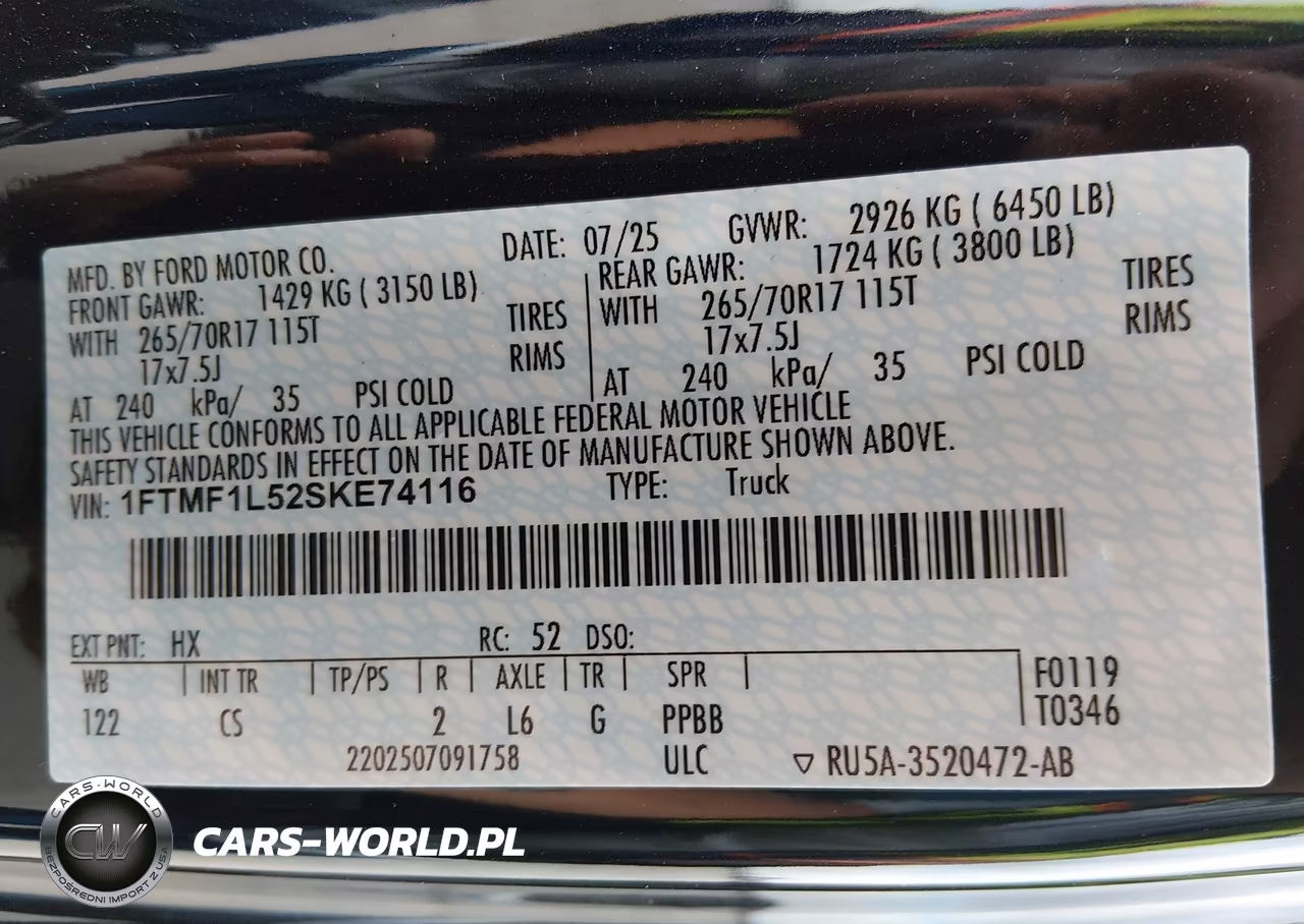 2025 Ford F-150 Xl VIN:1FTMF1L52SKE74116 - 9