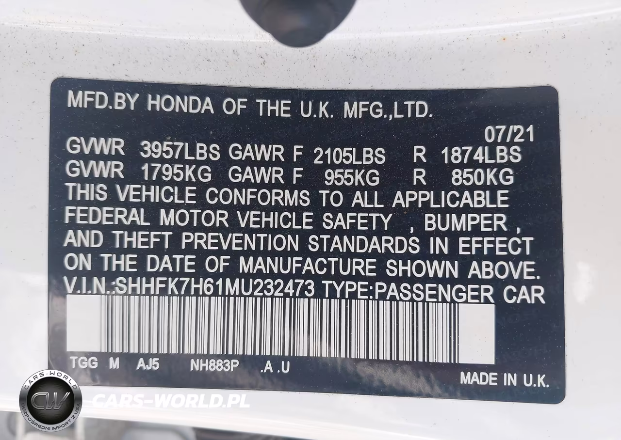 2021 Honda Civic Ex VIN:SHHFK7H61MU232473 - 9
