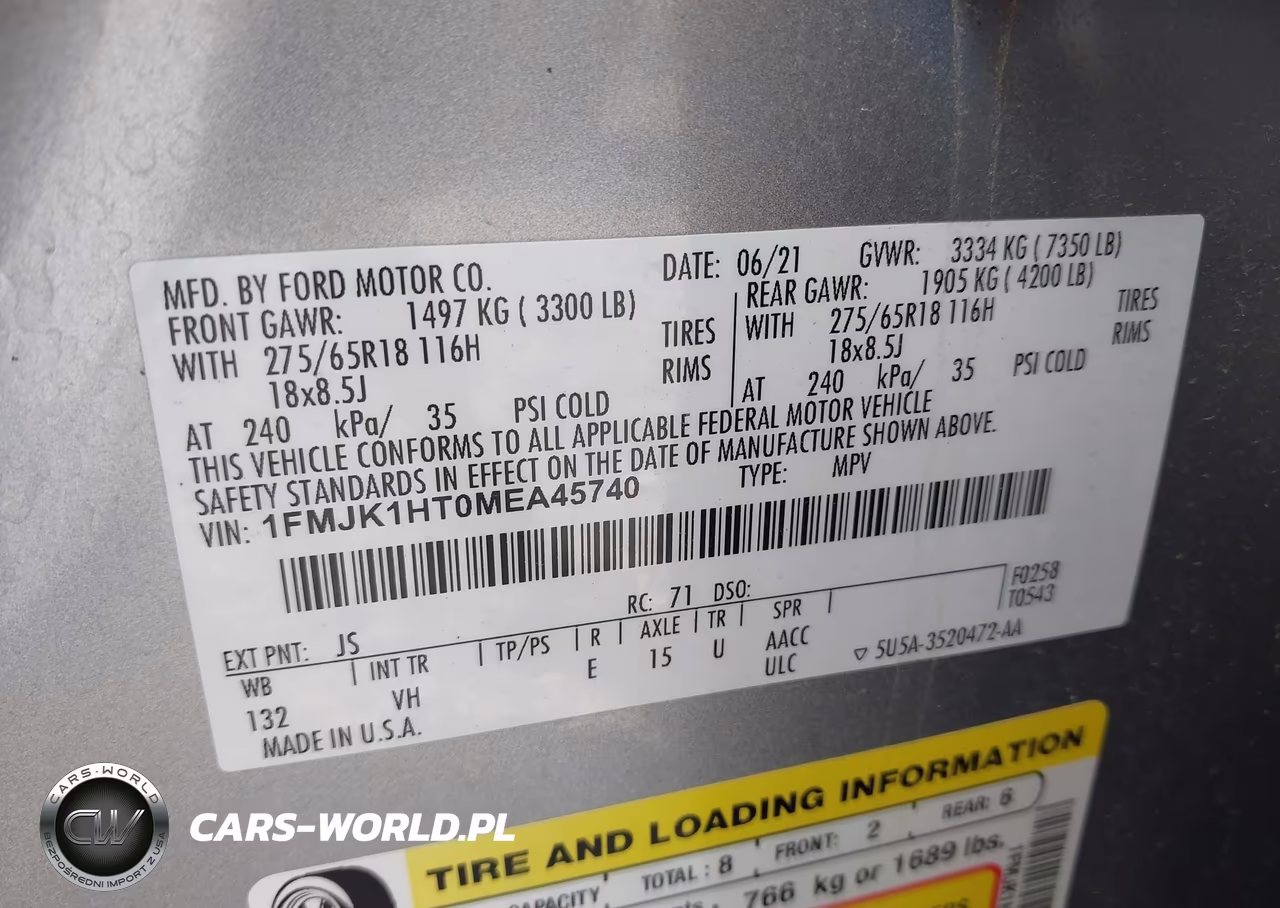 2021 Ford Expedition Xlt Max VIN:1FMJK1HT0MEA45740 - 9
