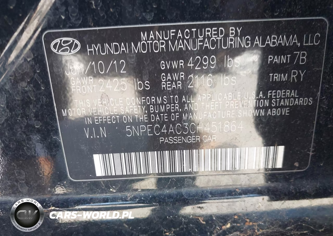 2012 Hyundai Sonata Limited VIN:5NPEC4AC3CH451864 - 9