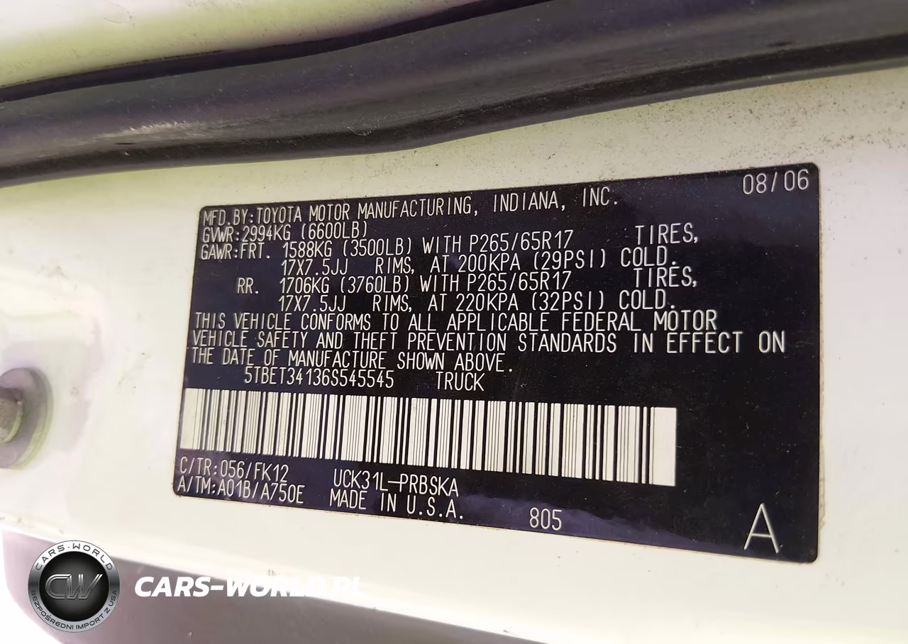 2006 Toyota Tundra Sr5 V8 VIN:5TBET34136S545545 - 9