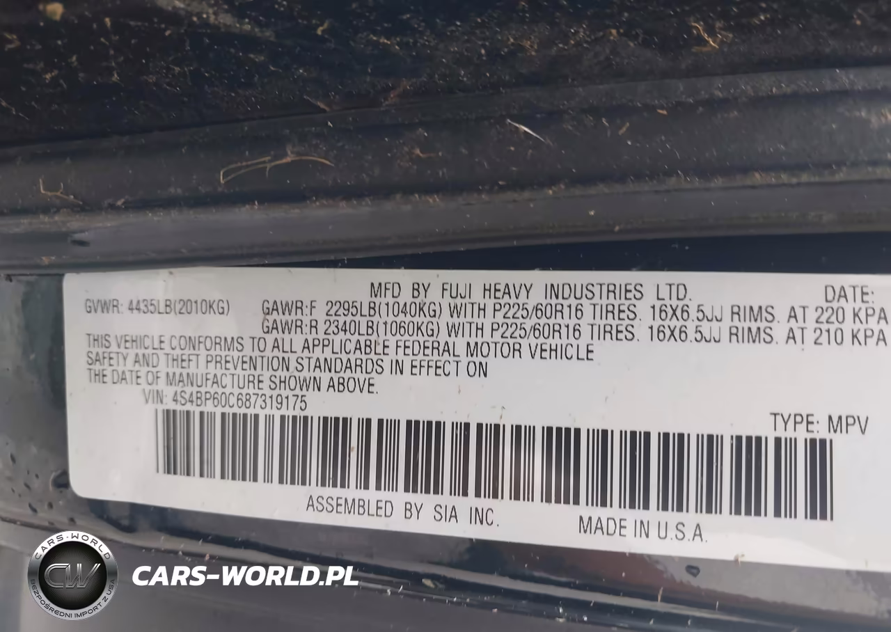 2008 Subaru Outback (Natl) VIN:4S4BP60C687319175 - 9
