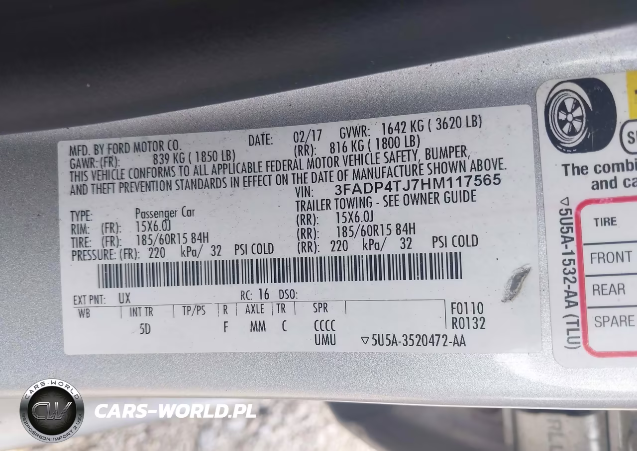 2017 Ford Fiesta S VIN:3FADP4TJ7HM117565 - 9