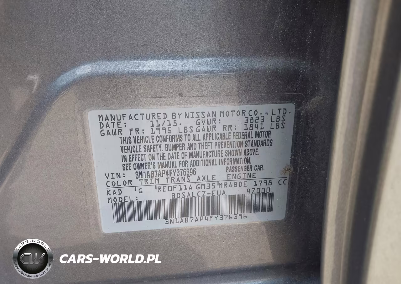 2015 Nissan Sentra S VIN:3N1AB7AP4FY376396 - 9