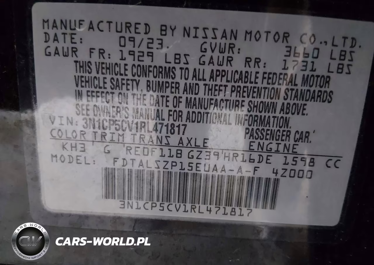 2024 Nissan Kicks Sv Xtronic Cvt VIN:3N1CP5CV1RL471817 - 9
