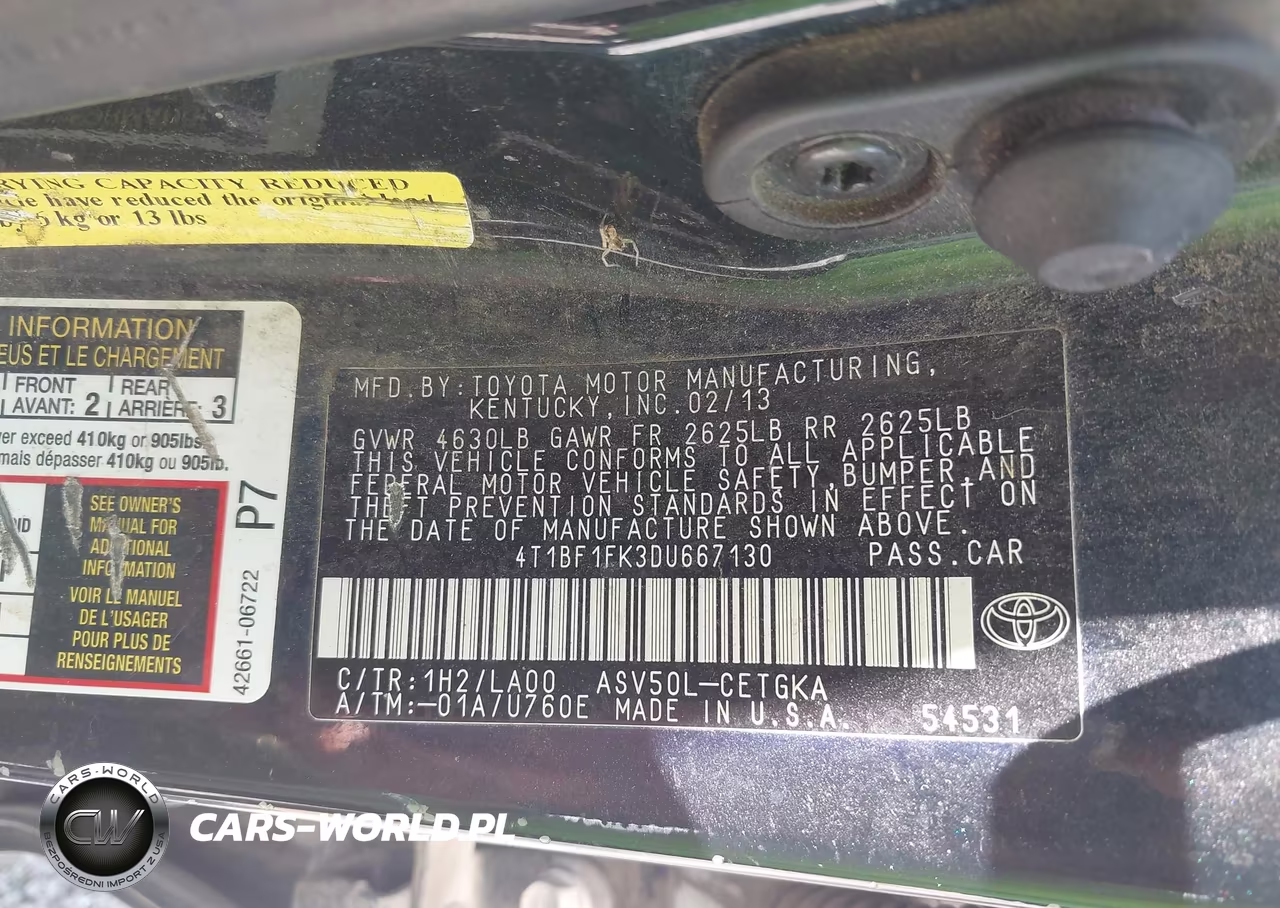 2013 Toyota Camry Xle VIN:4T1BF1FK3DU667130 - 9