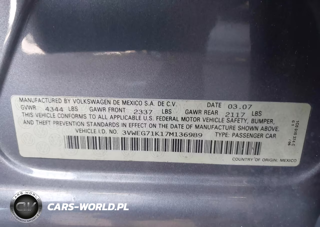 2007 Volkswagen Jetta Wolfsburg Edition VIN:3VWEG71K17M136989 - 9