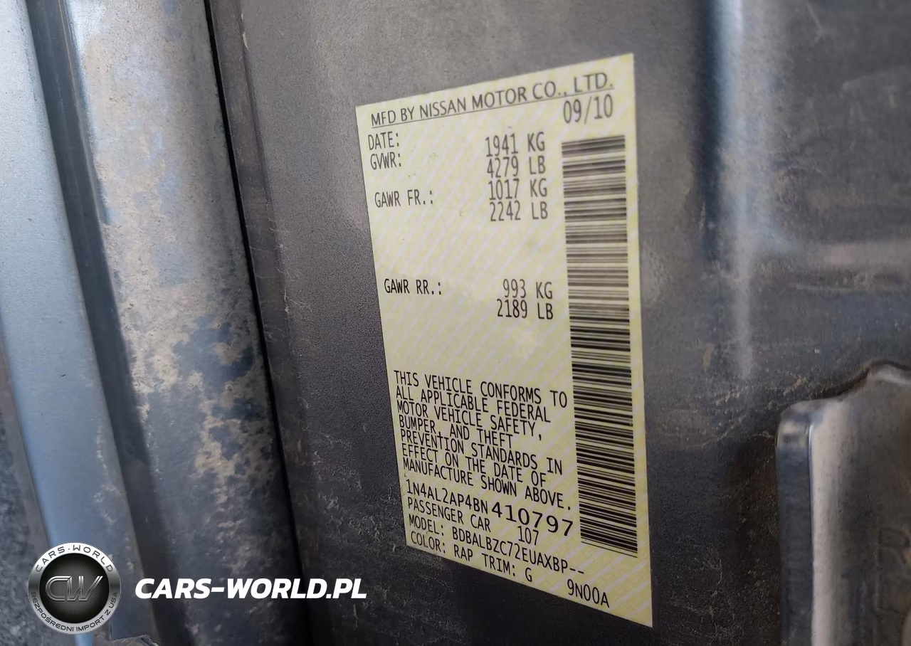 2011 Nissan Altima 2.5 S VIN:1N4AL2AP4BN410797 - 9