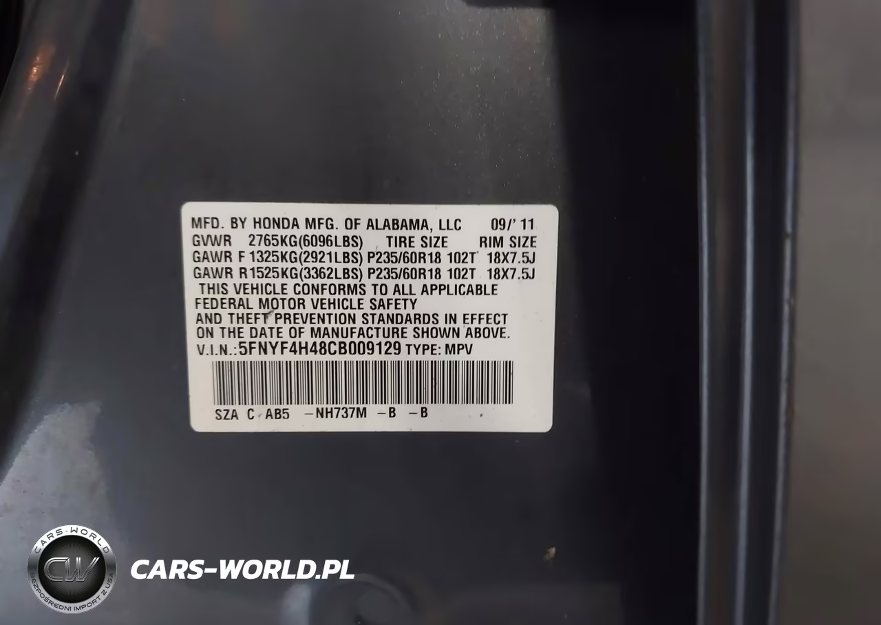 2012 Honda Pilot Ex VIN:5FNYF4H48CB009129 - 9