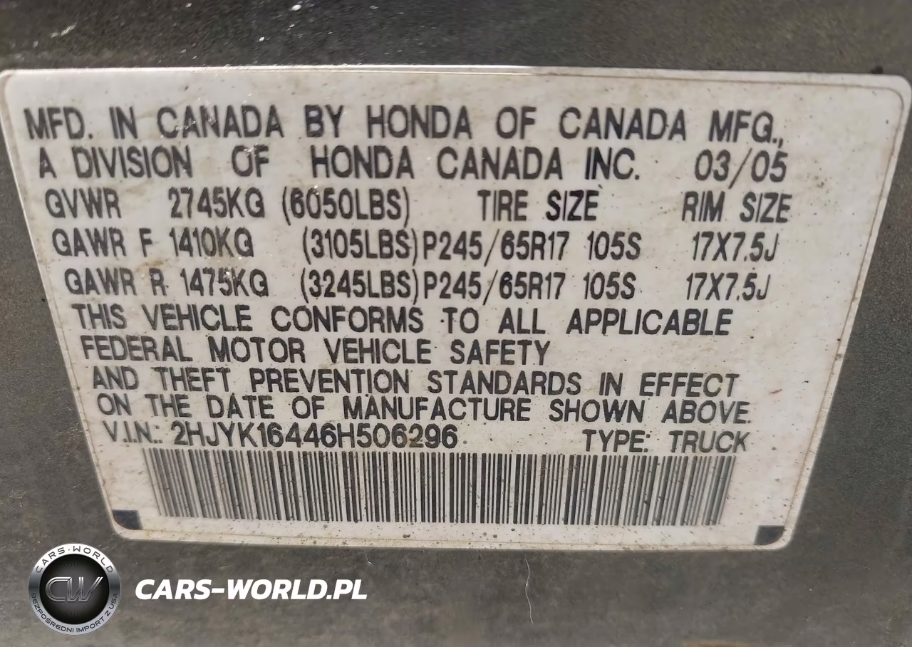 2006 Honda Ridgeline Rts VIN:2HJYK16446H506296 - 9