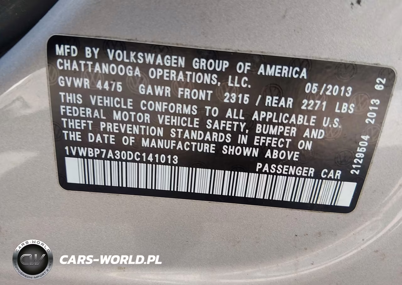 2013 Volkswagen Passat 2.5L Se VIN:1VWBP7A30DC141013 - 9