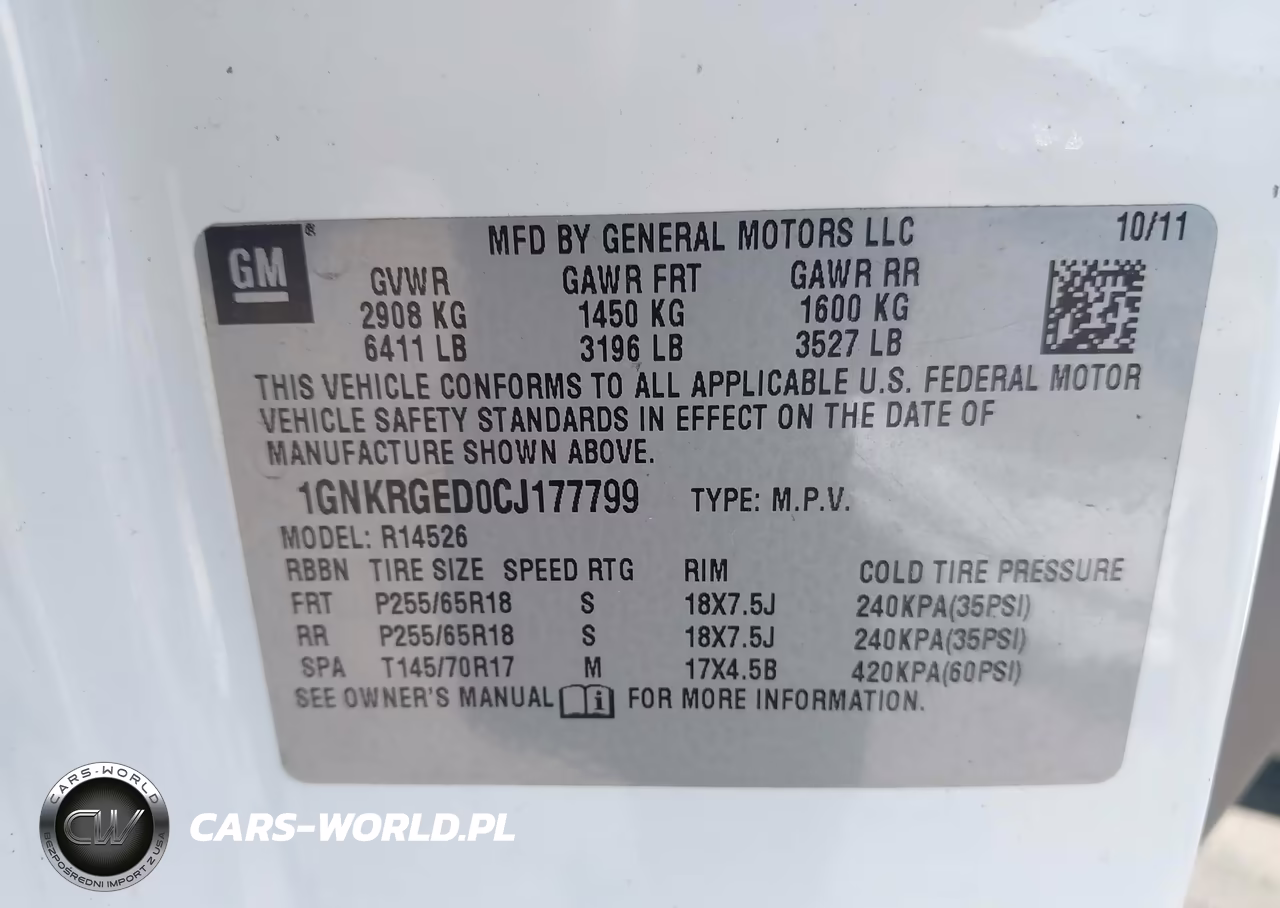 2012 Chevrolet Traverse Lt W-1Lt VIN:1GNKRGED0CJ177799 - 9
