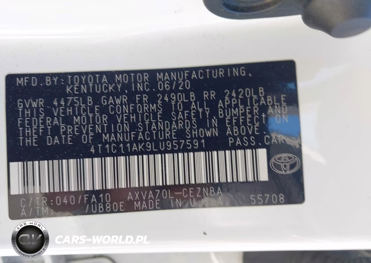 2020 Toyota Camry Le VIN:4T1C11AK9LU957591 - 9