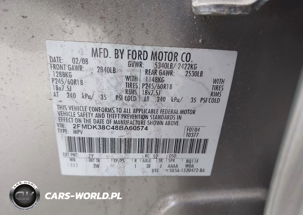 2008 Ford Edge Sel VIN:2FMDK38C48BA60574 - 9