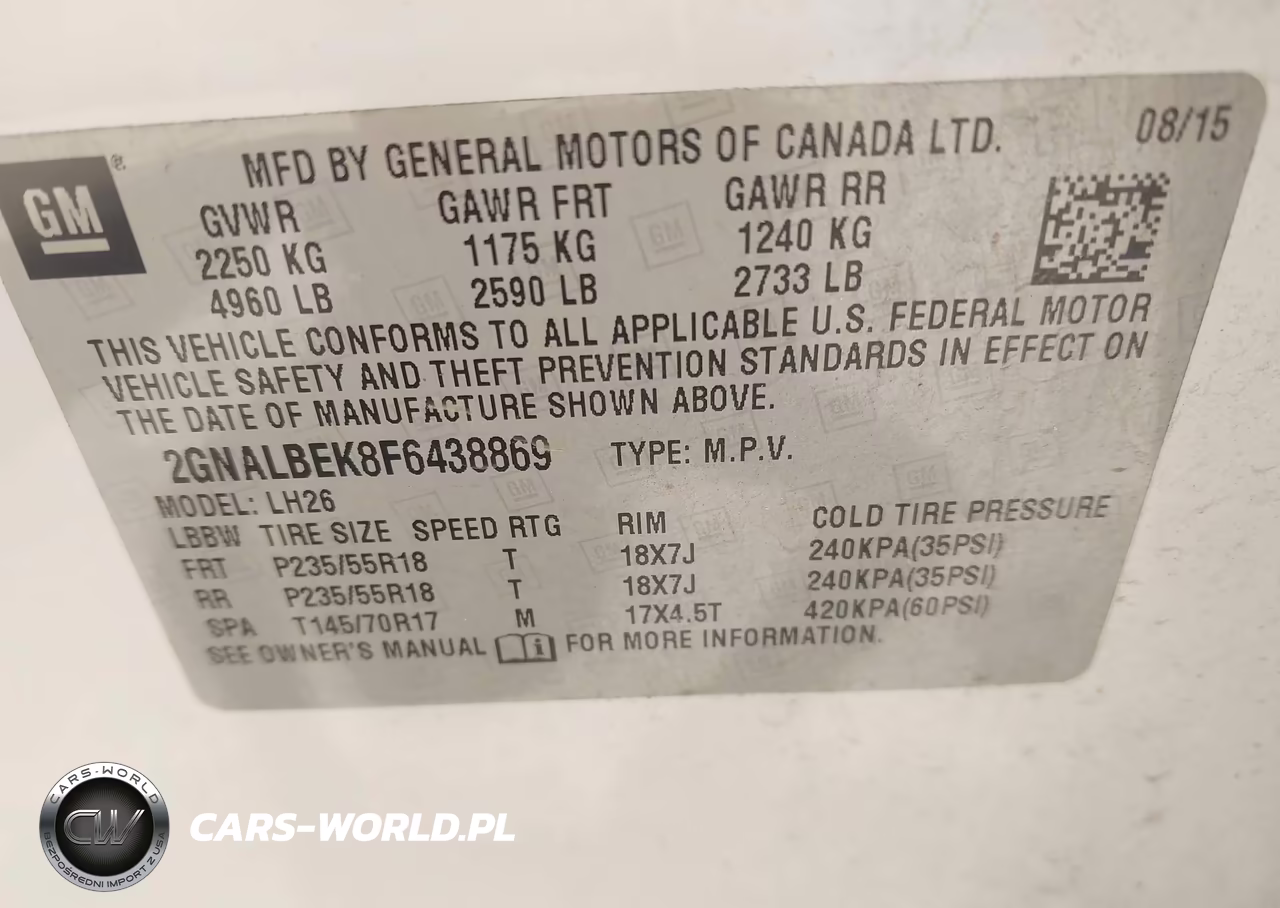 2015 Chevrolet Equinox Lt VIN:2GNALBEK8F6438869 - 9