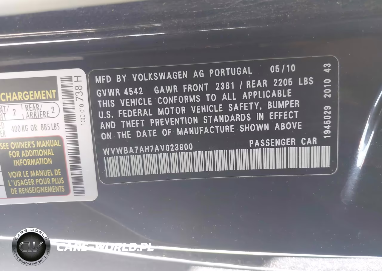 2010 Volkswagen Eos Komfort VIN:WVWBA7AH7AV023900 - 9
