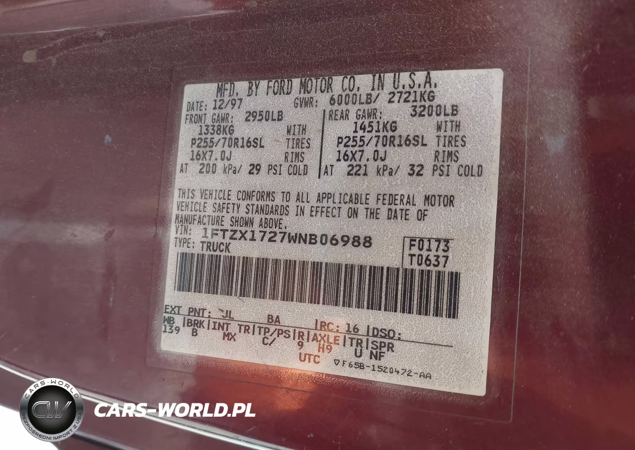 1998 Ford F-150 Standard-Xl-Xlt VIN:1FTZX1727WNB06988 - 9