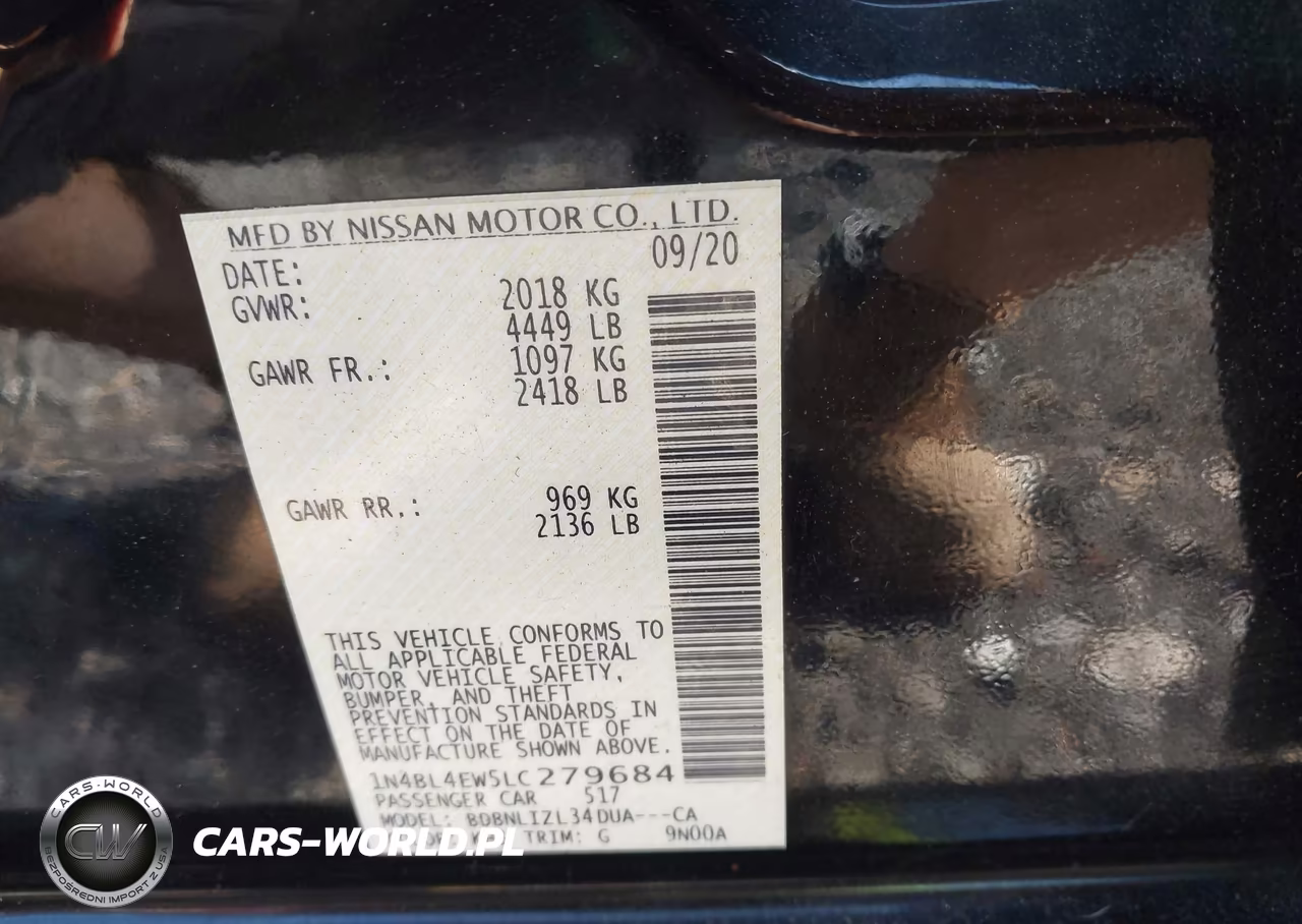 2020 Nissan Altima Sl Intelligent Awd VIN:1N4BL4EW5LC279684 - 9