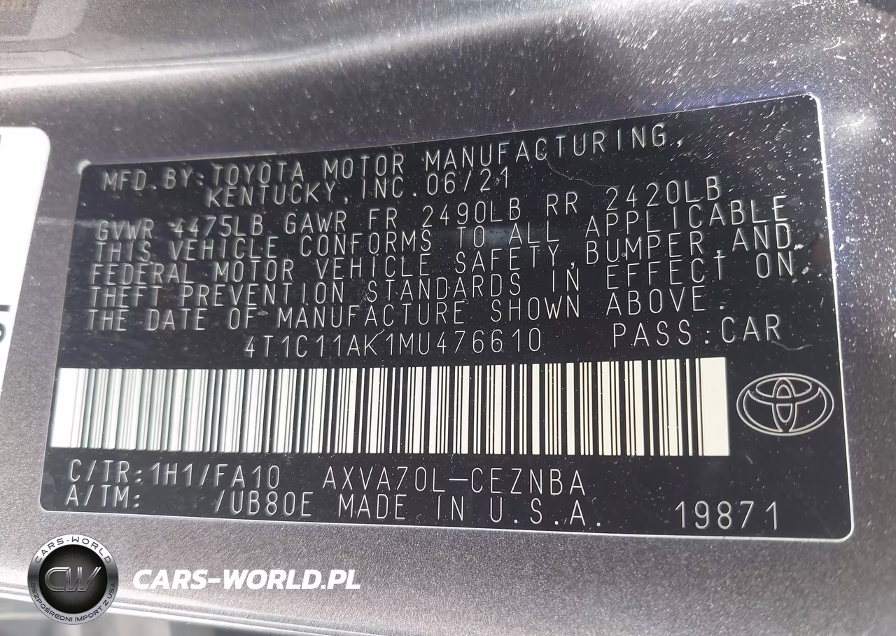 2021 Toyota Camry Le VIN:4T1C11AK1MU476610 - 9