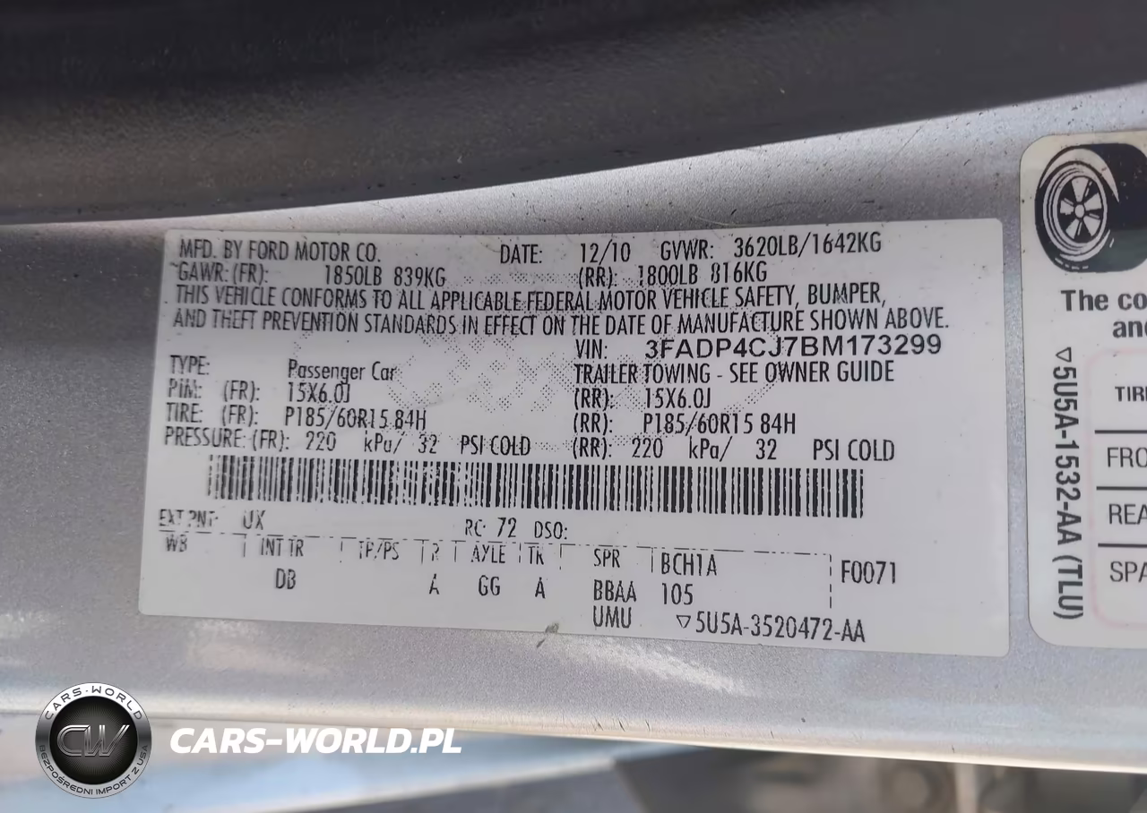 FORD FIESTA SEL VIN:3FADP4CJ7BM173299 - 9