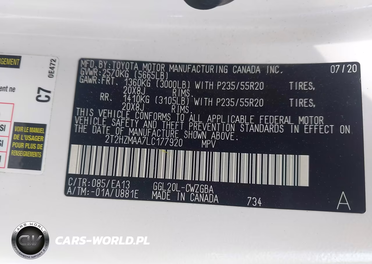 2020 Lexus Rx 350 VIN:2T2HZMAA7LC177920 - 9