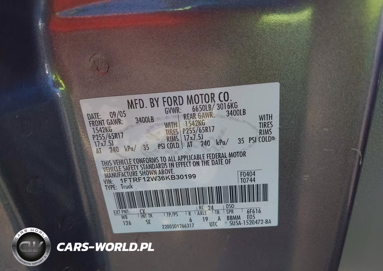 2006 Ford F-150 Stx-Xl-Xlt VIN:1FTRF12W36KB30199 - 9