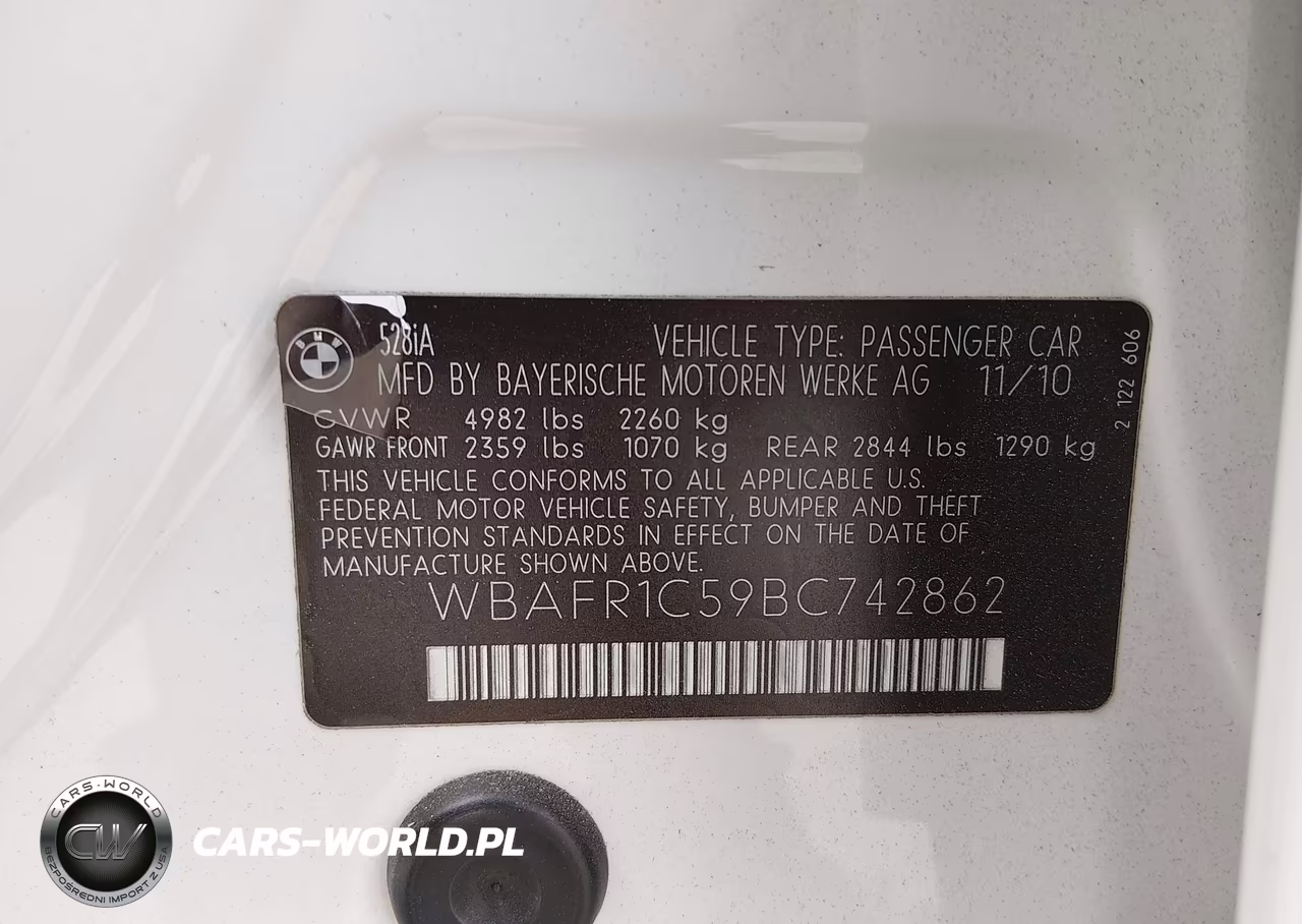 2011 BMW 528I VIN:WBAFR1C59BC742862 - 9
