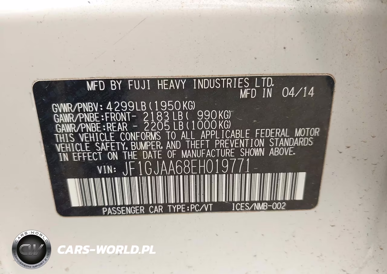 2014 Subaru Impreza 2.0I VIN:JF1GJAA68EH019771 - 9