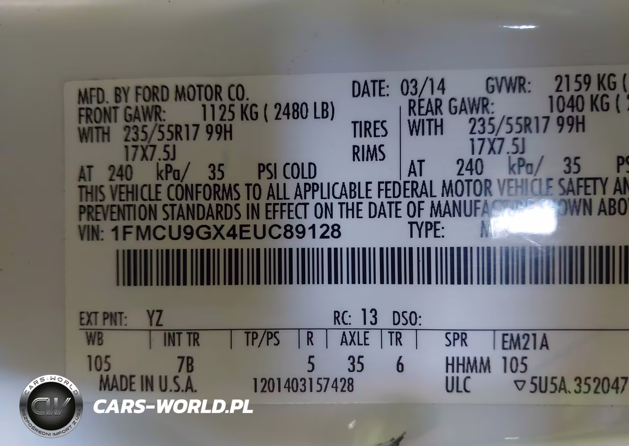 2014 Ford Escape Se VIN:1FMCU9GX4EUC89128 - 9