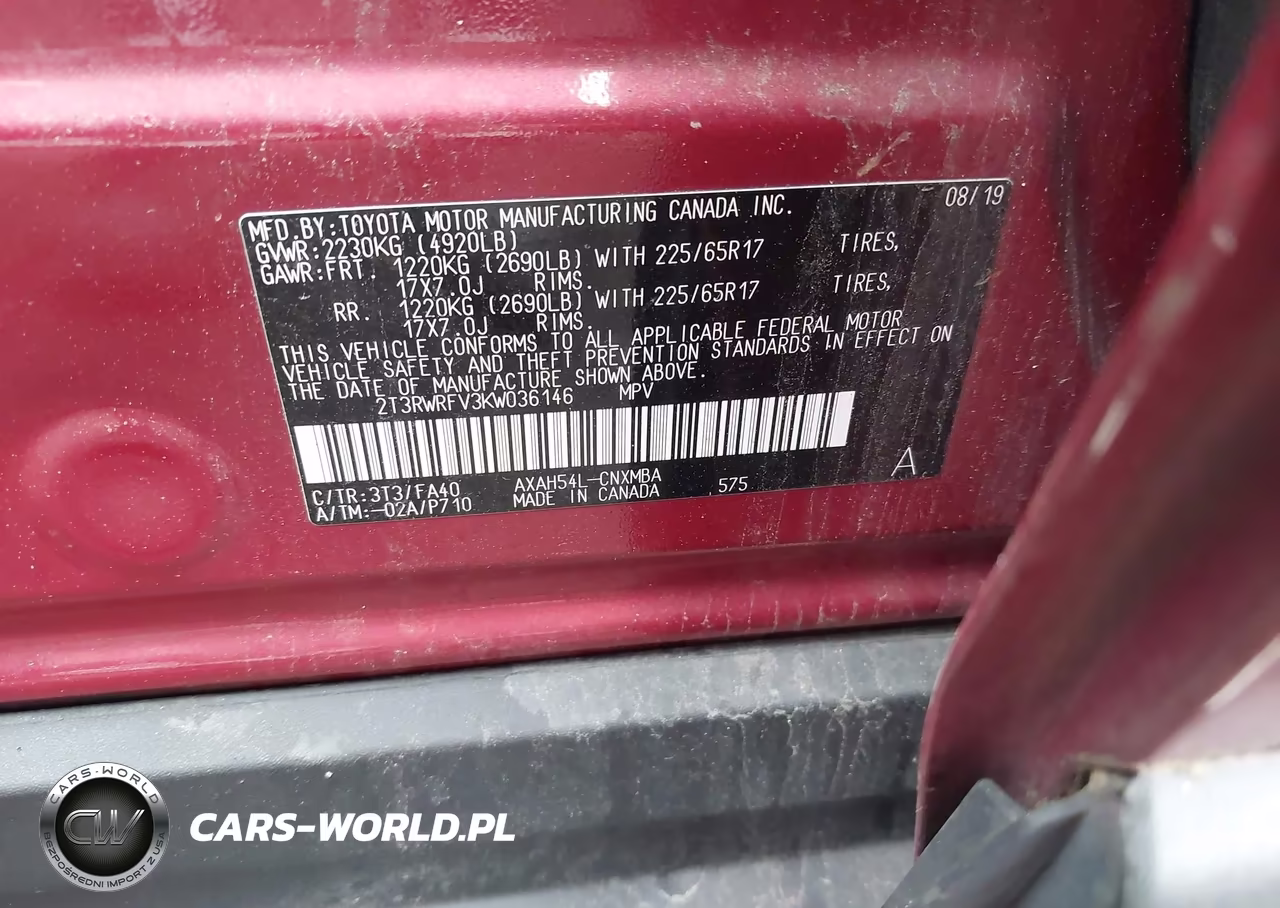 2019 Toyota Rav4 Hybrid Xle VIN:2T3RWRFV3KW036146 - 9
