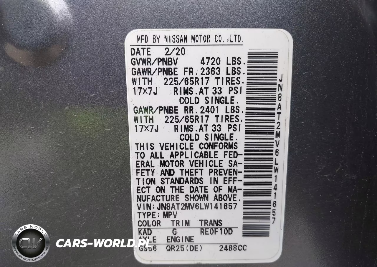 2020 Nissan Rogue Sv Intelligent Awd VIN:JN8AT2MV6LW141657 - 9