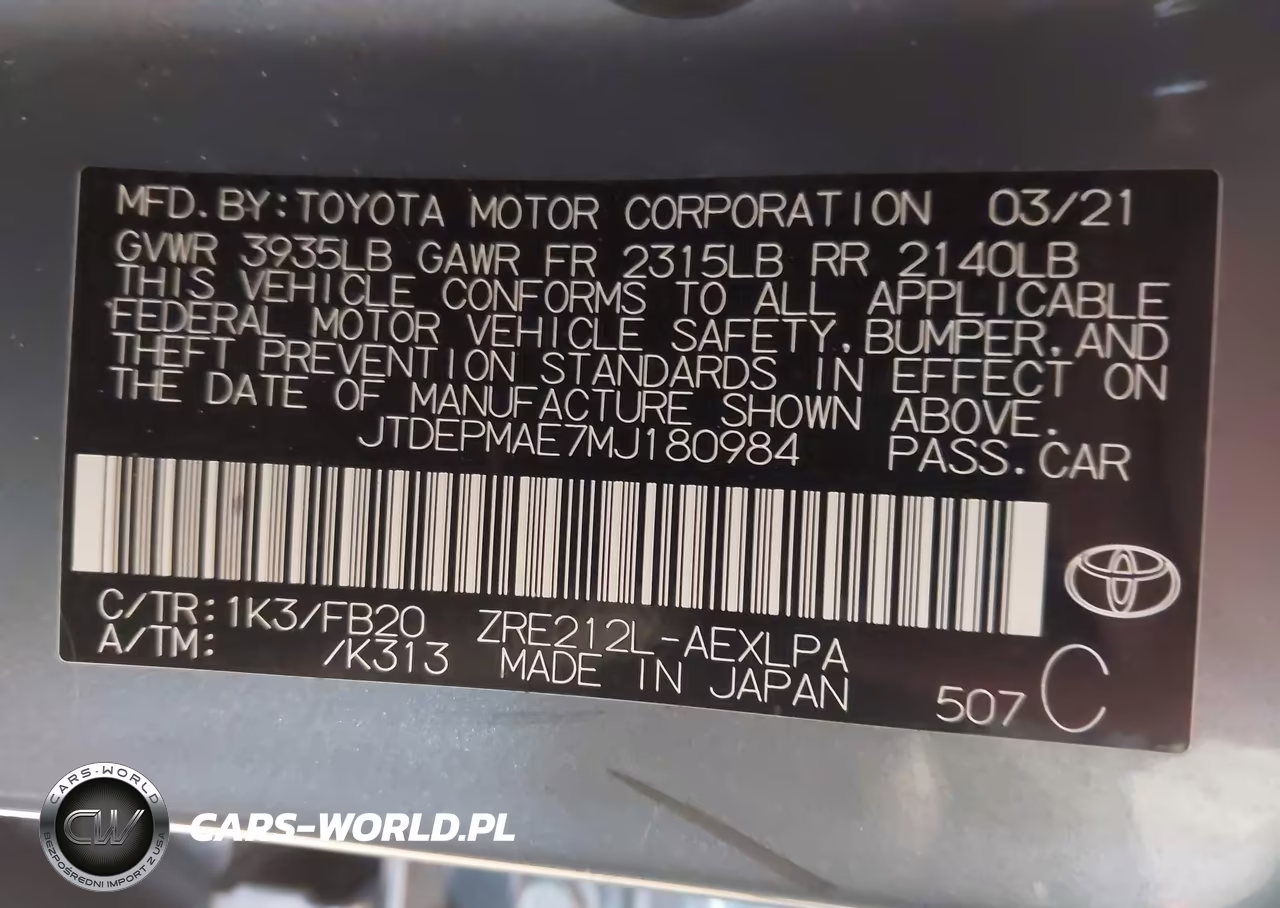 2021 Toyota Corolla Le VIN:JTDEPMAE7MJ180984 - 9