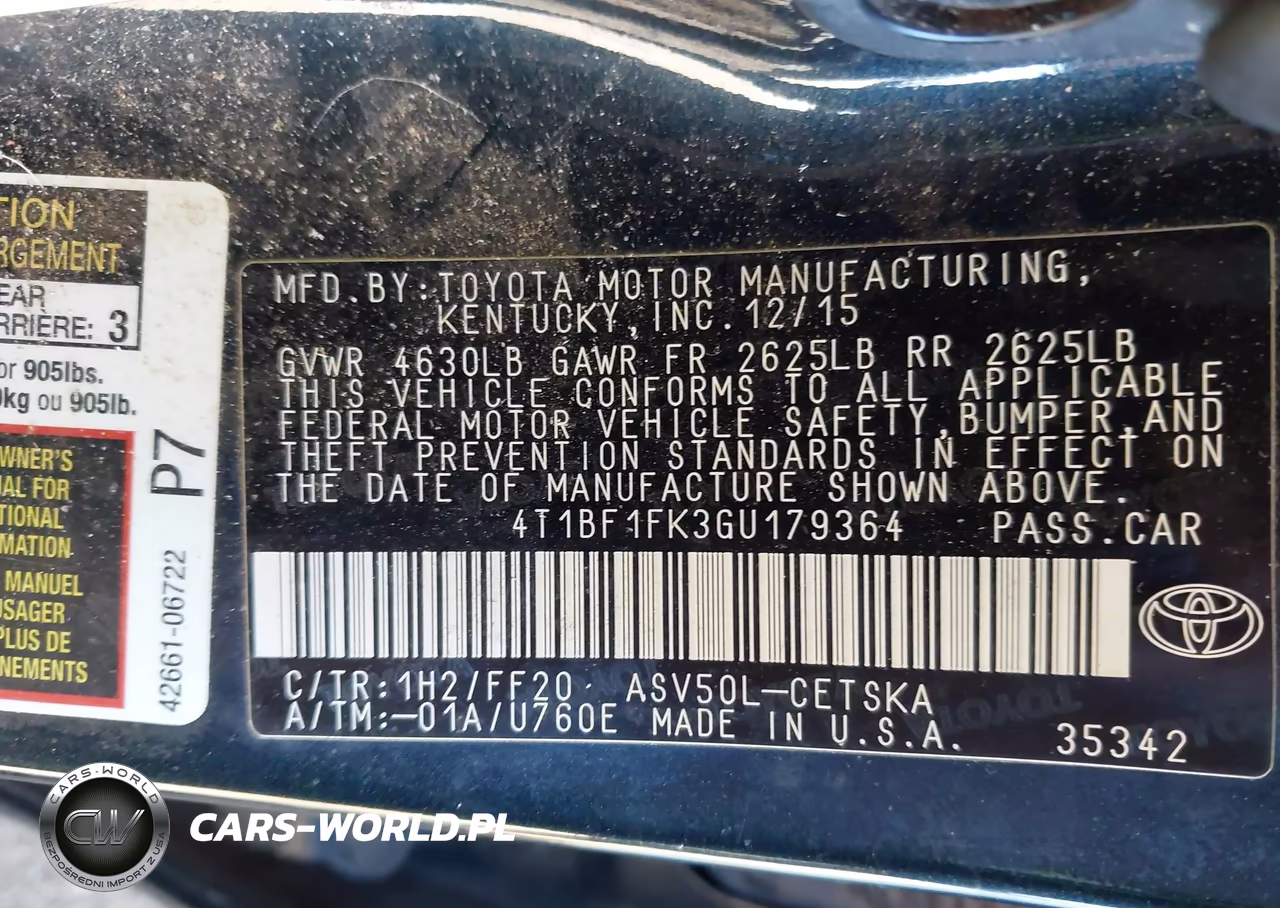 2016 Toyota Camry Se VIN:4T1BF1FK3GU179364 - 9