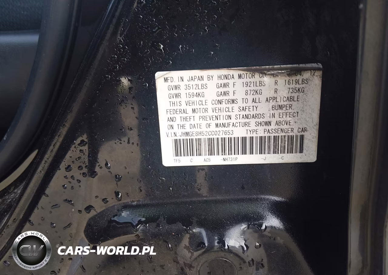 2012 Honda Fit Sport VIN:JHMGE8H52CC027653 - 9